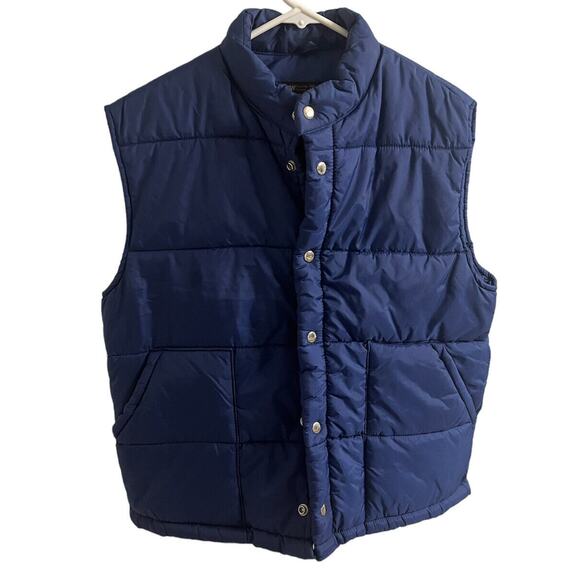 JCPenney Towncraft 80's Men's Quilted Puffer Vest Navy Blue Size Medium Vintage - Picture 2 of 6